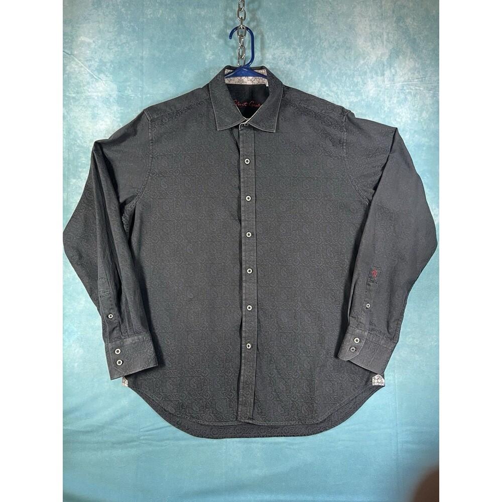 Y2K VTG Robert Graham Men's Large Grey Cotton Long Sleeve